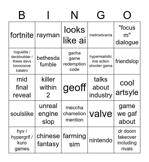really late gamescom onl Bingo Card