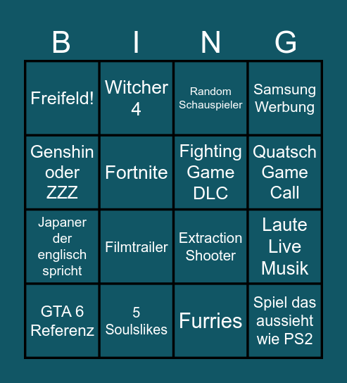 Gamescom 2026 Bingo Card