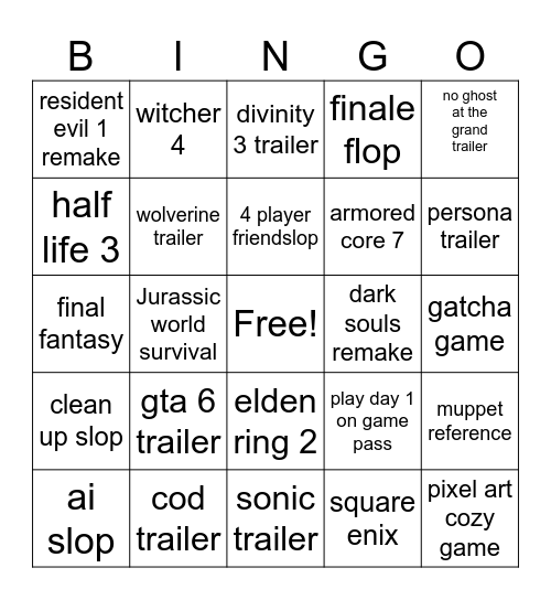Gamescom Bingo Card