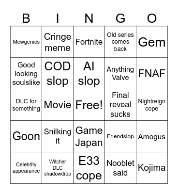 GamesGOM Bingo Card
