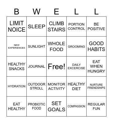 WELLNESS Bingo Card