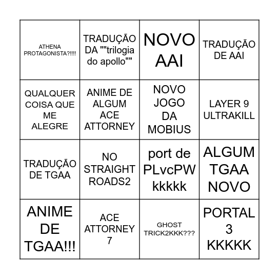 EXPECTATIVAS Bingo Card