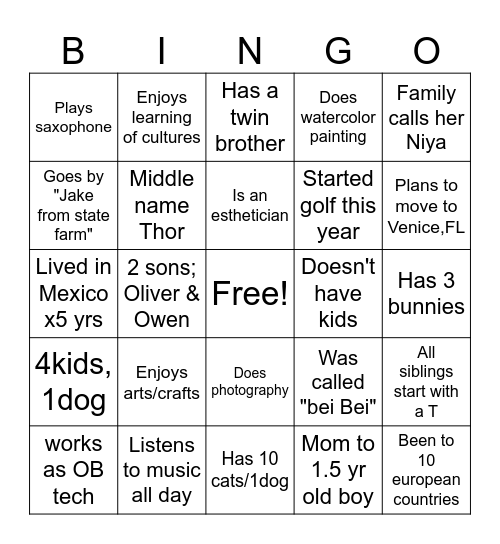 HSC Fall 2026 Bingo Card