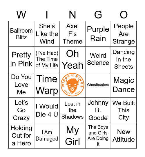 Movie Theme Wingo Bingo Card