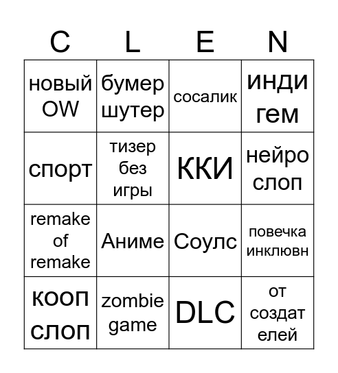 Gamescom Bingo Card