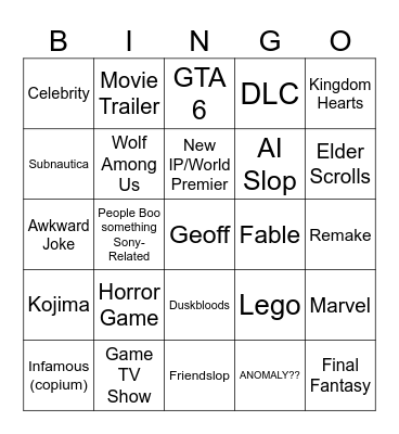 Gamescom 2026 Bingo Card