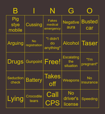 IDIOTS VS THE LAW Bingo Card