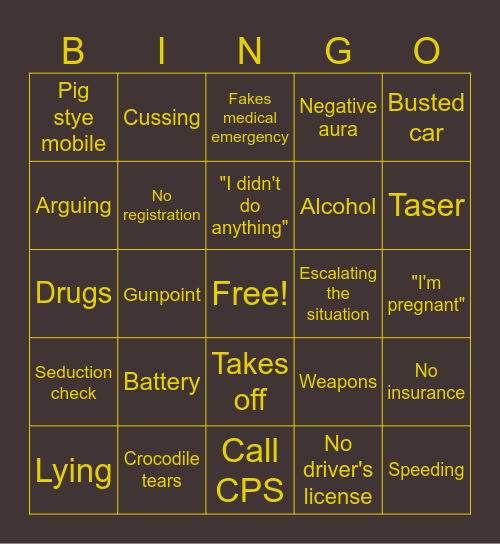 IDIOTS VS THE LAW Bingo Card