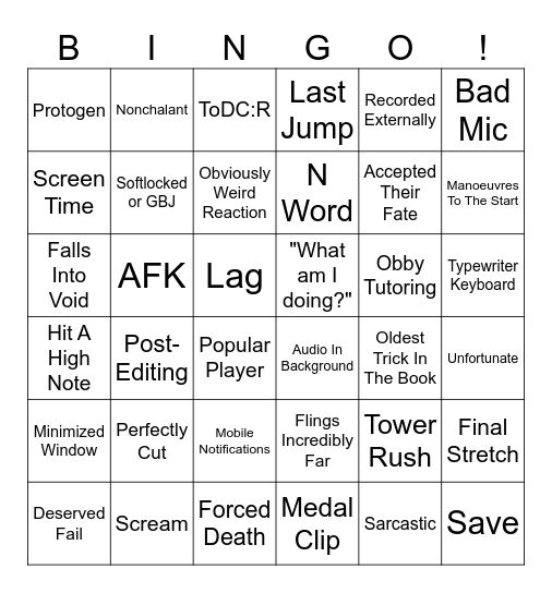 JToHMadeEasy Bingo Card