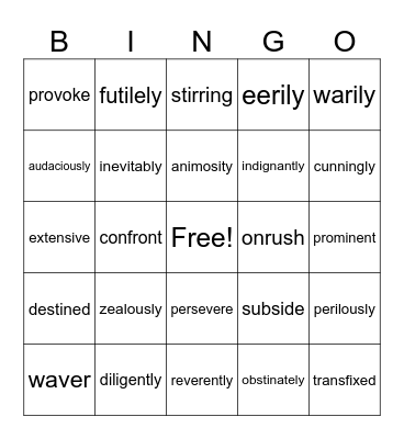 IEW US Lessons 7-12 Bingo Card