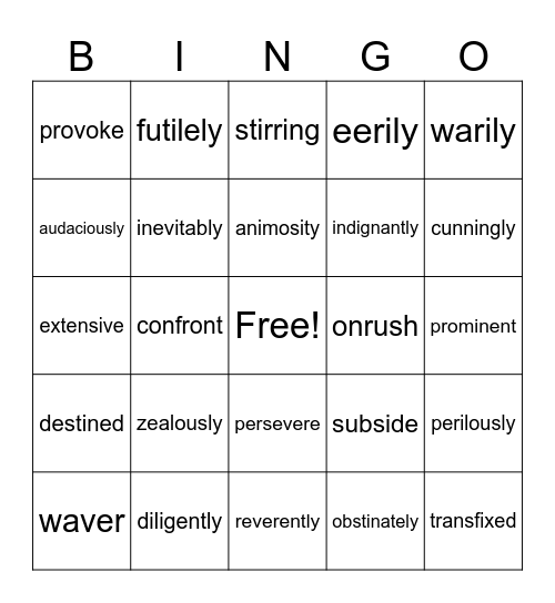 IEW US Lessons 7-12 Bingo Card