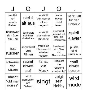 Jojo ... Bingo Card