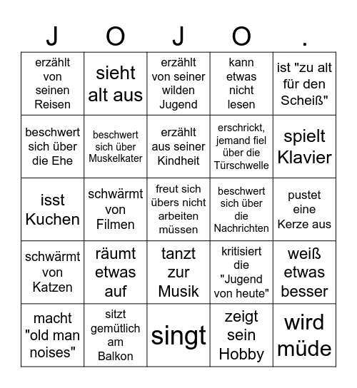 Jojo ... Bingo Card