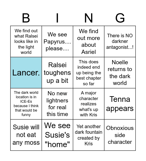 Chapter 4 Ingame Bingo Card