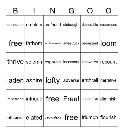 IEW US L13-28 Bingo Card