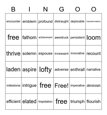 IEW US L13-28 Bingo Card