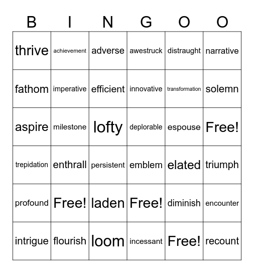 IEW US L13-28 Bingo Card