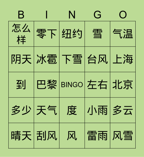 BINGO NIVEL 7, 10-13 AÑOS Bingo Card