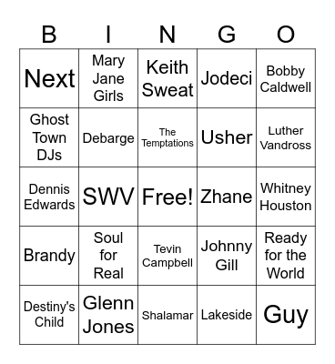 Oldies Music Bingo Card