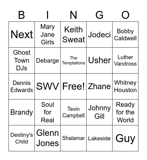 Oldies Music Bingo Card