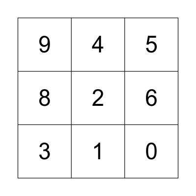 Subtraction Bingo Card