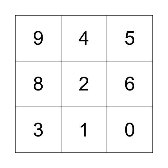 Subtraction Bingo Card