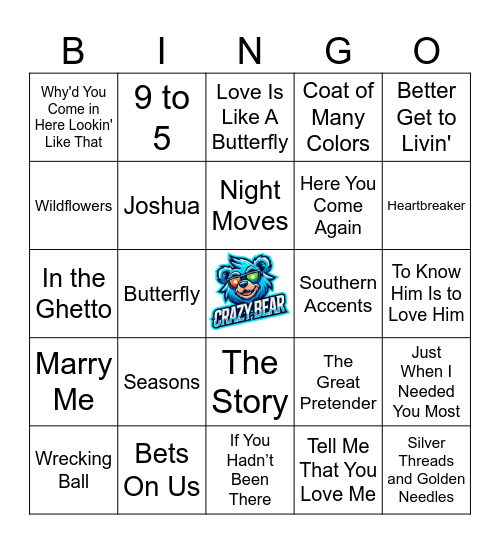 We Love Dolly Parton Bingo Card