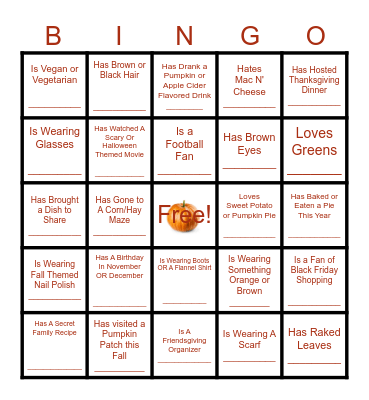 Friendsgiving Bingo 2026 Bingo Card