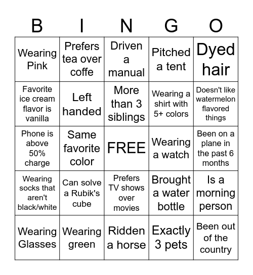 Church bingo Card