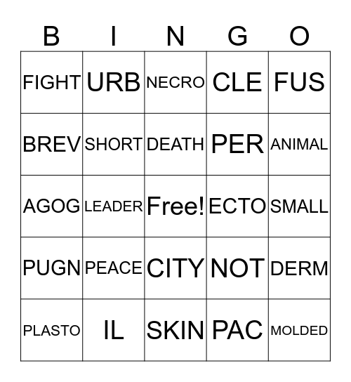 Week #8 Bingo Card