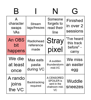 Chapter 4 Meta Bingo Card