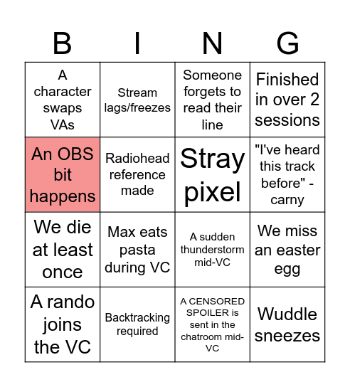 Chapter 4 Meta Bingo Card