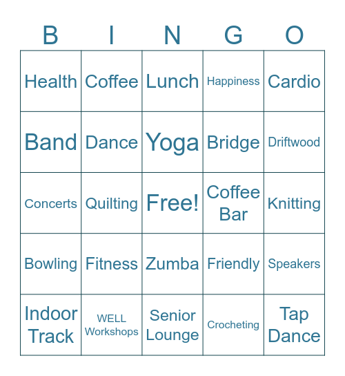 Redmond Seniors Rock Bingo Card