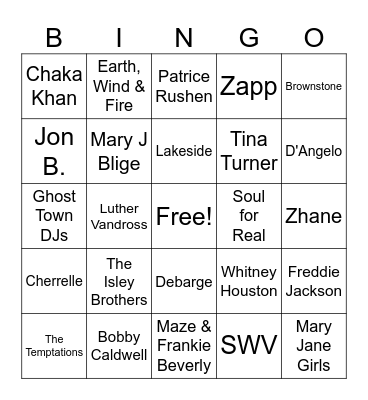 Oldies Music Bingo Card
