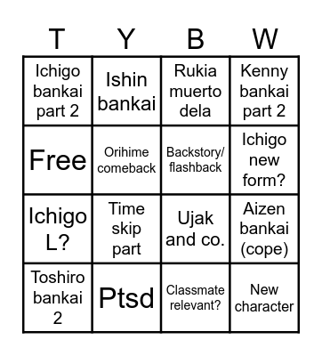 Tybw court 4 Bingo Card