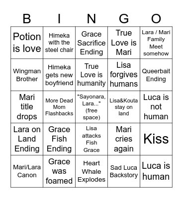 Goodbye Lara Bingo Card