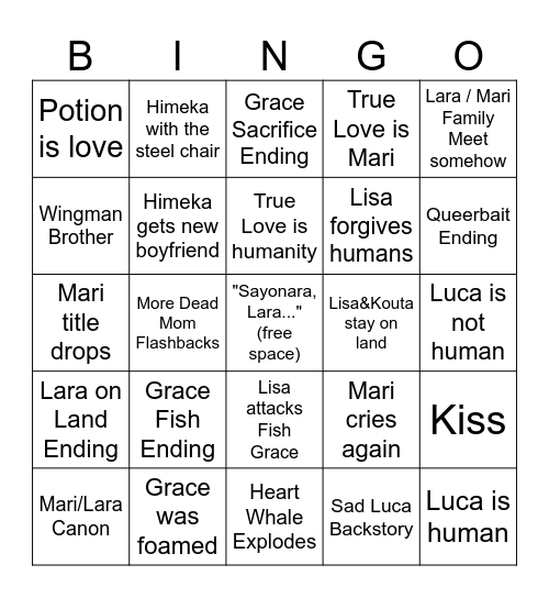 Goodbye Lara Bingo Card
