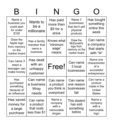 Colleague Fact Finder Bingo Card
