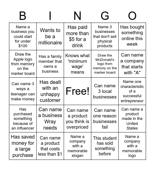 Colleague Fact Finder Bingo Card