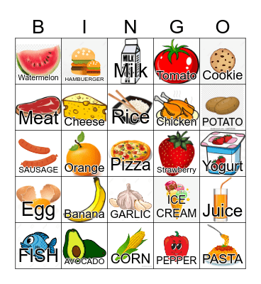 FOOD Bingo Card