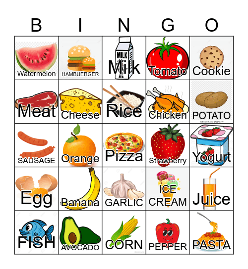 FOOD Bingo Card