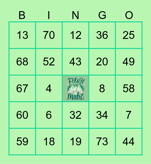DIA DE LA MADRES- ASERRI Bingo Card
