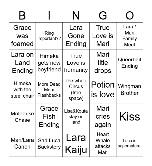 GG Lara Bingo Card