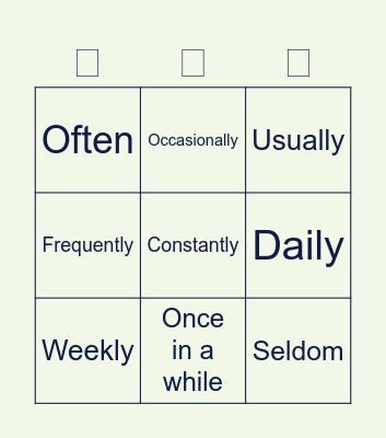 Frequency Adverbs Bingo Card