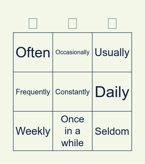 Frequency Adverbs Bingo Card