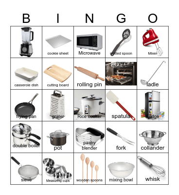 Kitchen Utensils Bingo Card
