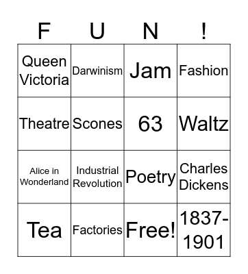 VICTORIAN ERA Bingo Card