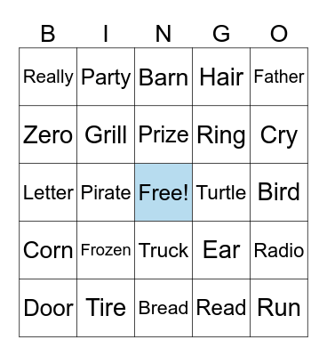 R BINGO Card