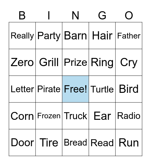 R BINGO Card