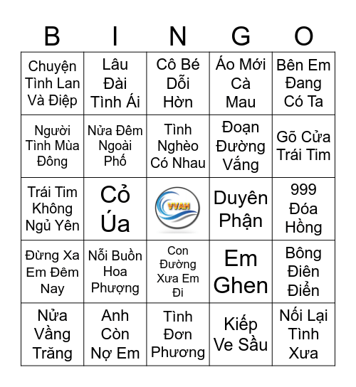 Bingo Nhạc Việt Bingo Card